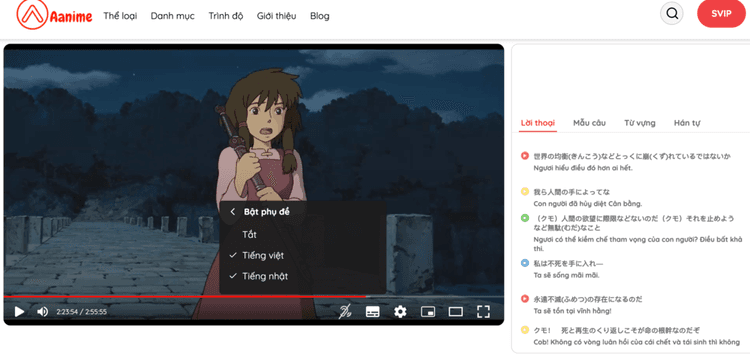 Tăng tốc học từ vựng tiếng Nhật qua phụ đề đôi trên Aanime.tv