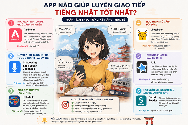 Công cụ học tiếng Nhật cho người đi làm bận rộn: Học ít nhưng đúng cách vẫn tiến bộ nhanh