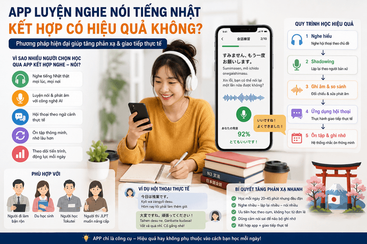 App luyện nghe nói tiếng Nhật kết hợp có hiệu quả không?