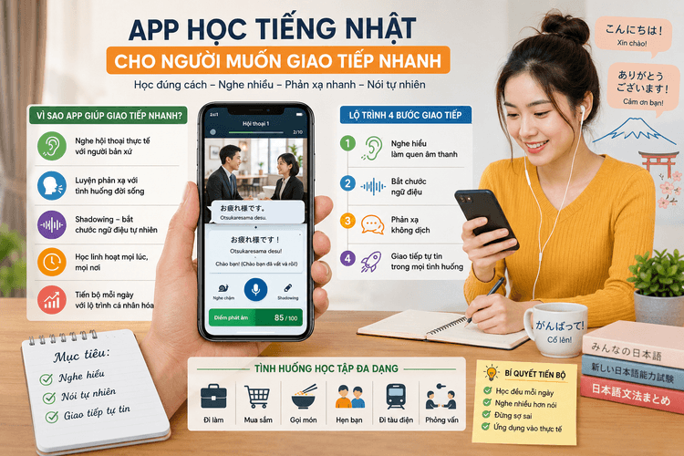 App học tiếng Nhật cho người muốn giao tiếp nhanh: Cách chọn đúng công cụ để nói được tiếng Nhật trong thời gian ngắn
